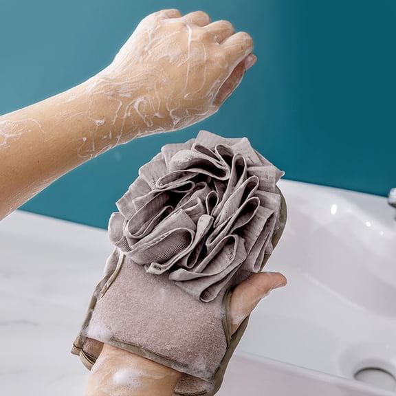 Exfoliating Bath Towel with Handles - Plants Fiber Back Scrubber, Double-Sided Textured Body Loofah for Deep Cleansing, 9X5.5in
