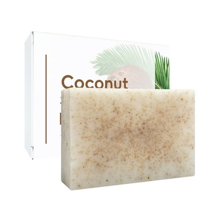 Coconut Oil Soap Bar, Exfoliating Body Scrub Bar - Moisturizing Body Soap for Men & Women – Organic Bath Soap with Vitamin E Nourished & Glowing Skin