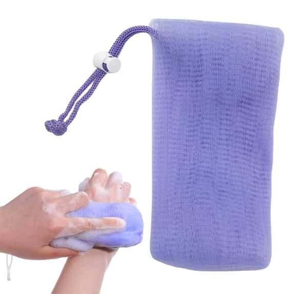 Exfoliating Body Scrubber,Bar Soap Loofah Pouch,Shower Sponge Exfoliating Mesh Pouch,Soap Bar Scrubber,Soap Saver Bag,Flexible Drawstring Holder,Net Sponge Towel,Body Scrubber Sponge,Purple,1PC,7.5"