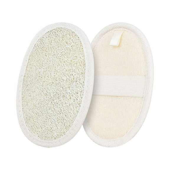 Exfoliating Body Sponge for Shower, 2 Pack Buff Puff Bath Sponge for Deep Cleansing, Textured Washcloth for Gentle Exfoliation, Beige, 3.9 x 5.7 Inches
