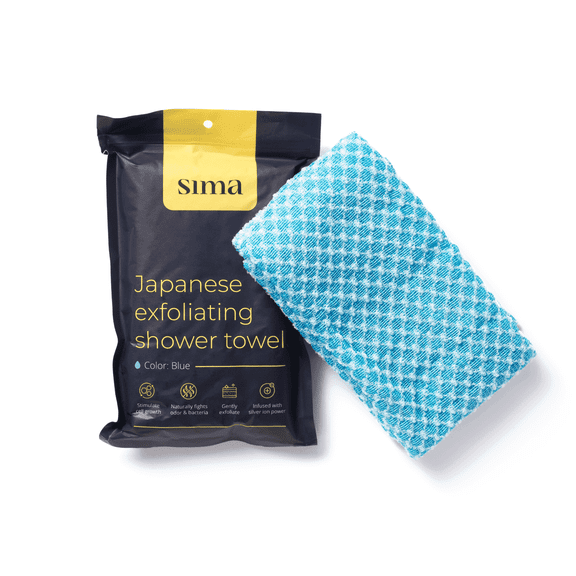 Sima Japanese Exfoliating Shower Towel, Blue