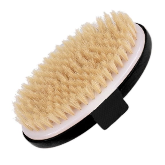 Exfoliating Brush Dry Brush For Wet or Dry Brushing, Body Brush With Natural Bristle For Glowing Skin, Cellulite Treatment, Lymphatic Drainage and Blood Circulation (Oval-Black Wood)