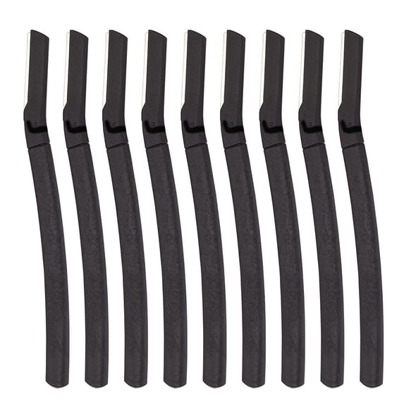 Exfoliating Facial Razors - Dermaplaning Tool Removes Dead Surface Skin and Unwanted Facial Hair - Swedish Stainless Steel Blade - Black Handle and Cap - 9 Razors