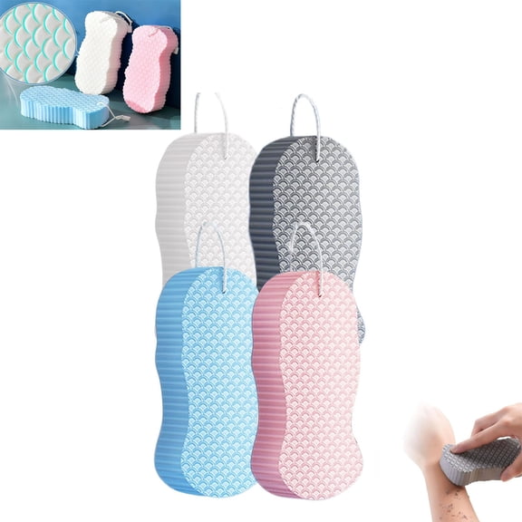 Exfoliating Foam Scrub,3D Reusable Super Soft Body Scrubber,Magic Exfoliating Bath Sponge,for Women Men Adults for All Skin Types