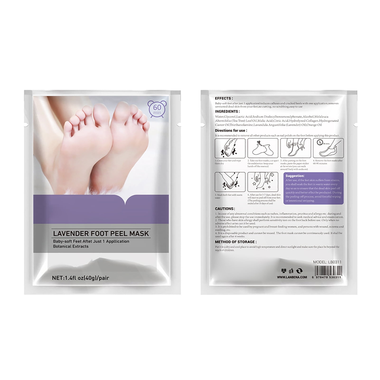 Exfoliating Foot Masks Lavender Foot Peel Mask Moisturizing Hydrating