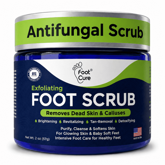 FootCure Exfoliating Foot Scrub with Pumice Stone Powder - Gentle Moisturizing Foot Scrub for Dry Skin, Cracked Heel Repair, Soft Feets, Pedicure Foot Spa - 2oz