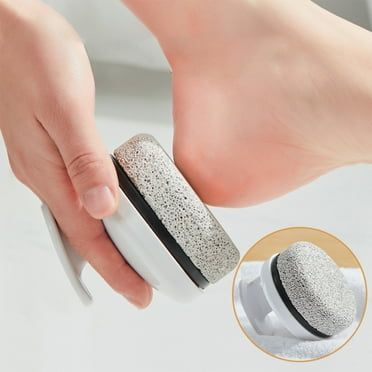 Exfoliating Foot Scrub Stone | Pumice Stone for Callused Feet with Plastic Handle | Heel Grinder & Foot Rubbing Tool | Removes Hard Skin, Corns, Dead Skin | Spa Pedicure Use | 3.5x2.83in | 1 Pack