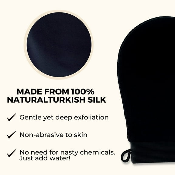 Exfoliating Glove - Exfoliating Mitts, Removes Unwanted Dead Skin, Dirt And Grime and Keratosis Pilaris, Great for Spray Tan Removal, Part of The Best Skincare Kit for Women & Men, Black/Beige