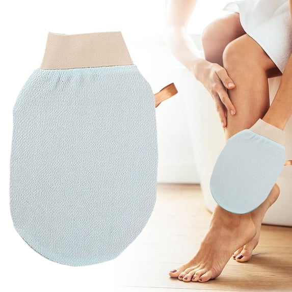 Exfoliating Glove for Smooth Skin, Deep Glow Body Scrub Mitt, Spa Quality Exfoliation, Light Blue