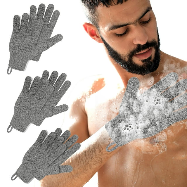 Exfoliating Gloves for Shower, Shower Gloves Exfoliating for Men and