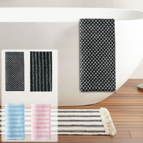 Exfoliating Long Bath Towel for Body Cleansing | Extra-Long Stretch Back Scrubber | Stripe Mesh Design | Deep Exfoliation for Softer, Smoother Skin | Durable, Quick-Dry | Single Pack