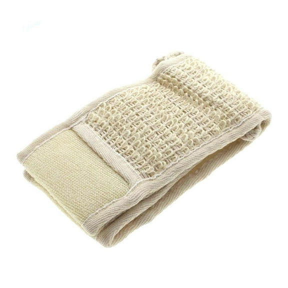 Exfoliating Loofah Back Scrubber Strap with Handles - Natural Cotton & Linen Body Bath Shower Brush for Deep Cleaning & Circulation