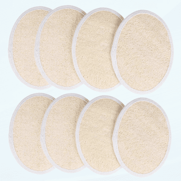 Exfoliating Loofah Sponge Pads Pack of 8 - Natural Bath Shower Loofah Pads Scrubber for Men and Women
