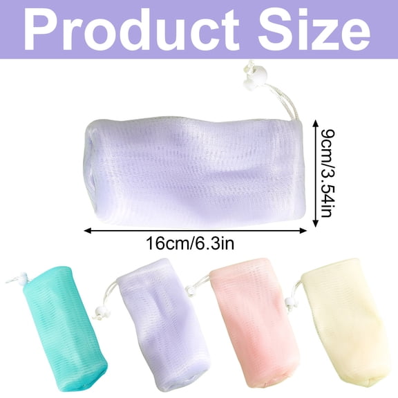 Exfoliating Mesh Soap Saver Bag, Hanging Foam Net Soap Holder Pouch, Multi-Color Bath Soap Mesh Storage Bag, Bubble Producing Soap Exfoliating Sack, Loop Soap Mesh Organizer,6.3×3.54 in,A