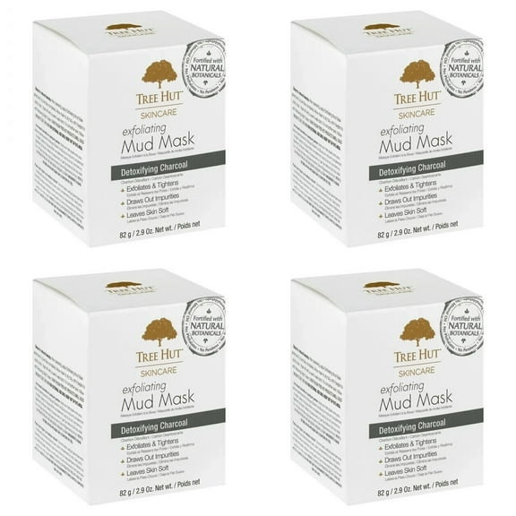 Exfoliating Mud Mask Detoxifying Charcoal 2.9 oz Tree Hut Skincare Botanical 4PK