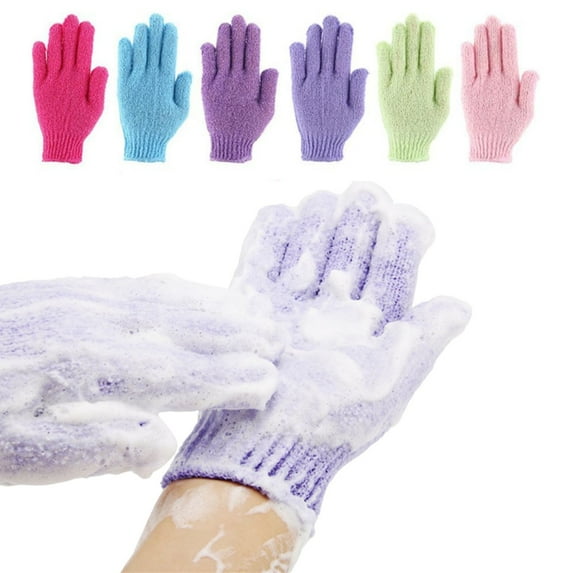 Exfoliating Shower Scrub Gloves, Bathing Gloves, for Body Wash Dead Skin Removal Deep Cleansing, Loofah Gloves for Women Men, 6Pairs