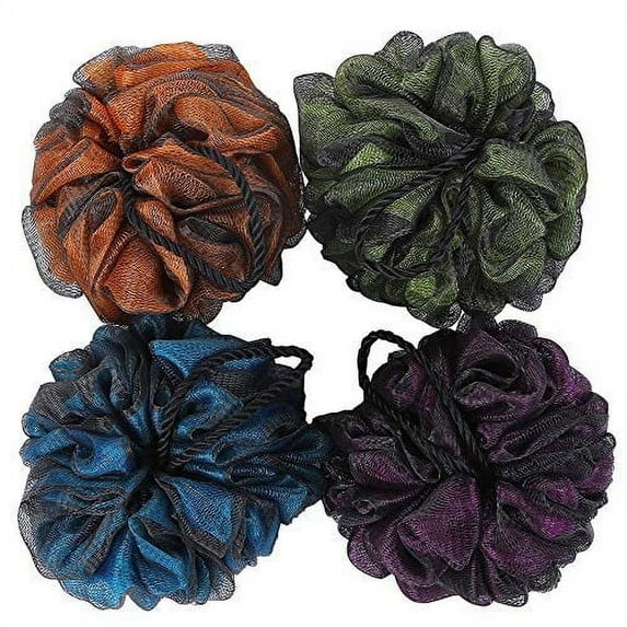 Exfoliating Shower Sponge, Large Bathing Sponge, Loofah Sponge Set, Mesh Body Scrubber Sponge Set of 4
