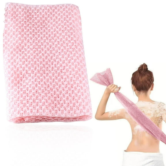 Exfoliating Shower Towel,1PCS Exfoliating Washcloth,Loofah Cloth Exfoliating Towel,Men Or Women(Pink Streak)