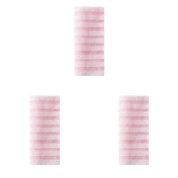 Exfoliating Shower Towel, Rubbing Back Towel, Hand Towels for Bathroom, Heavy Duty Cleaning Towel, Long Stretch Back Towel, Ultra Soft Bath Towel Pink 39.4x9.8 Inch (3Pcs)
