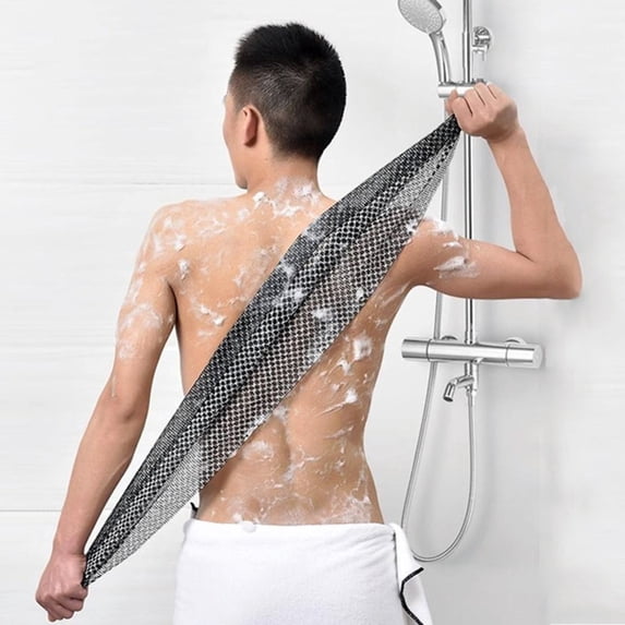 Exfoliating Shower Towel for Men and Women 48-Inch Back Scrub Cloth Bath Exfoliator Back Scrubber for Silky Smooth Skin
