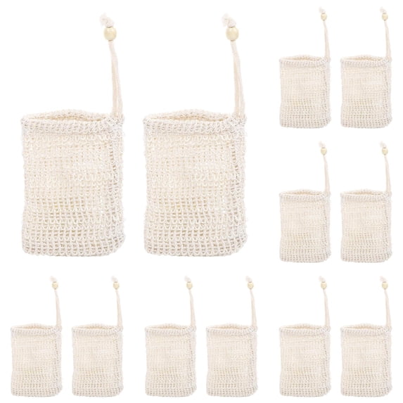 Exfoliating Soap Drawstring Pouch, Mesh Soap Bag, Natural Linen Soap Saver Bag, Exfoliating Soap Bag, Soap Bag for Shower, Soap Foaming Mesh Bag, Portable Bath Soap Bag 10Pcs