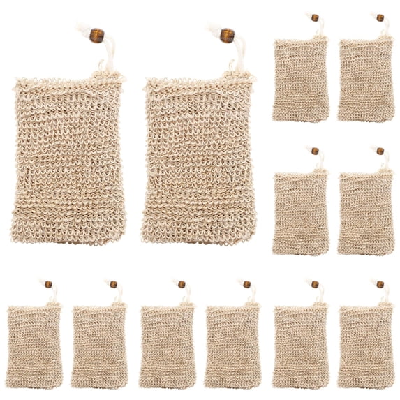 Exfoliating Soap Drawstring Pouch, Mesh Soap Bag, Natural Linen Soap Saver Bag, Exfoliating Soap Bag, Soap Bag for Shower, Soap Foaming Mesh Bag, Portable Bath Soap Bag 10Pcs