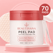 Beautivana Exfoliating Toner Pads with Succinic Acid, AHA & BHA, Daily Facial Skincare for Hydration and Refined-Looking Texture