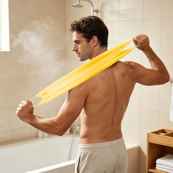 Exfoliating Towel,Bath Cloth with Stretchy Nylon Back-Scrubbing Design and Foaming Soap-Friendly Texture for Shower Cleaning,Bath Exfoliation,and Gym Body Wash.