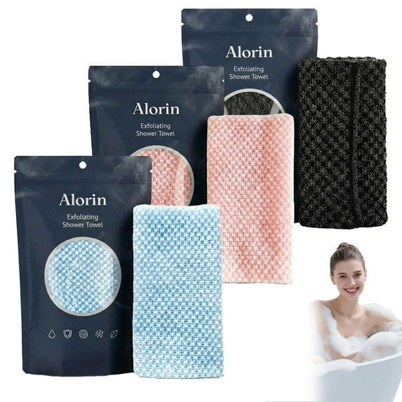 Exfoliating Washcloth Body Scrubber Back Scrubber for Shower Beauty Washcloth Bath Wash Cloth Exfoliating Loofah Towel Net Sponge Loofah Body Scrub