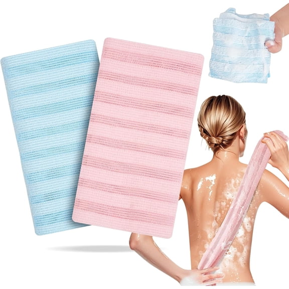 Exfoliating Washcloth Shower Towel - 2 Pack Back and Body Scrubbers for Smooth Skin | Quick-Drying, Durable, and Gentle for Sensitive Skin