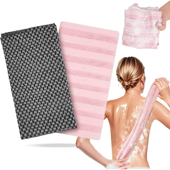 Exfoliating Washcloth Shower Towel - 2 Pack Back and Body Scrubbers for Smooth Skin | Quick-Drying, Durable, and Gentle for Sensitive Skin