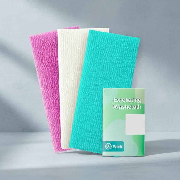 Exfoliating Washcloth Shower Towel African Net Sponge Japanese Wash Cloth Face Exfoliating Sponge Loofah Body Scrubber (Rose Red, White, Green)