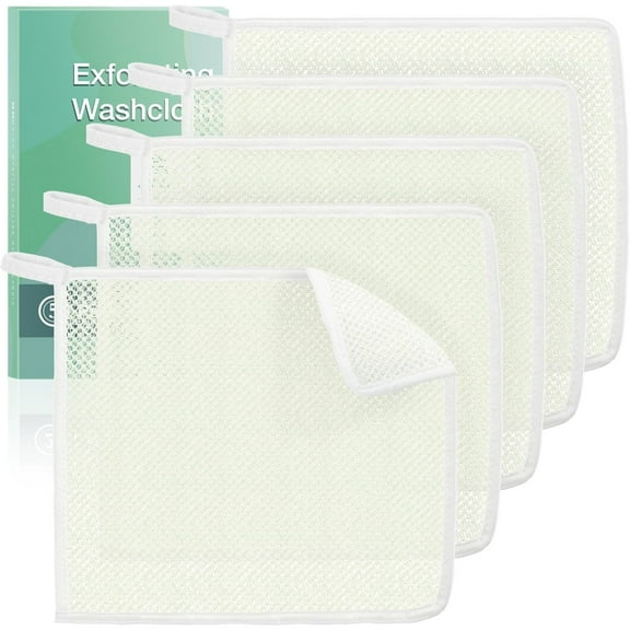 Exfoliating Washcloths,African Exfoliating Net,Reusable African Net Sponge,8.7x10.2In Beige Mutilfunction Wash Cloth for Face and Body