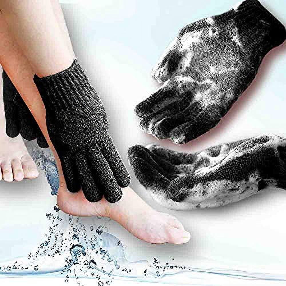 1 Paar Peeling-Handschuhe Für Die Dusche – Starkes Exfoliating Zur Tiefenreinigung, Fördert Die Durchblutung, Schwarz, Maschinenwaschbar