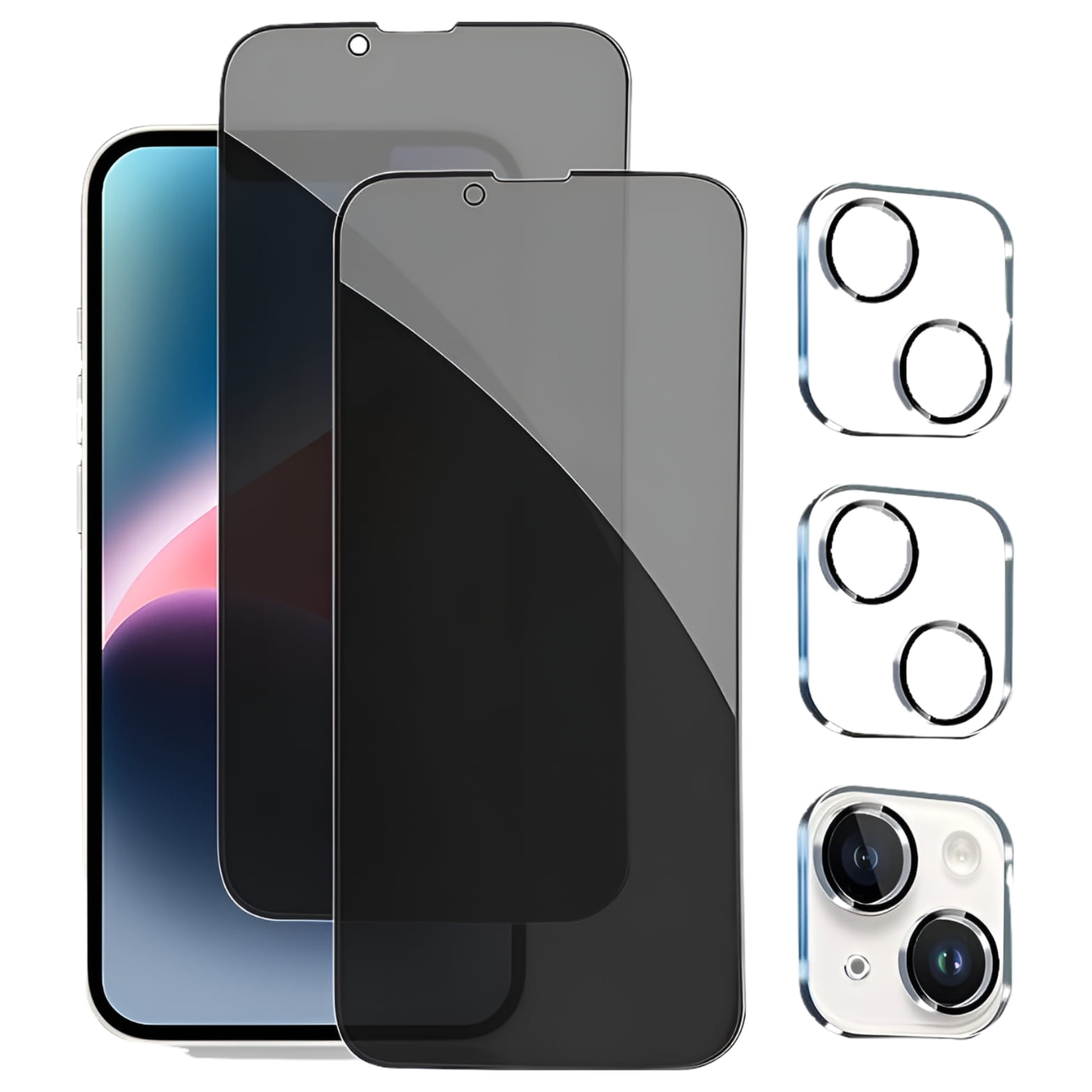 Exgreem [2+2 Pack] iPhone 14 Plus Privacy Screen Protector with Camera Lens Protector Full Coverage Anti-Spy