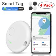Exgreem Bluetooth Tracker Works With Apple Find My (iOS only), Waterproof, Replaceable Battery,Precise Positioning, 2 black +2 white