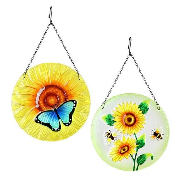 Exhart 9100890 10 in. Blue Metal Butterfly & Sunflower Outdoor Decoration - Pack of 6