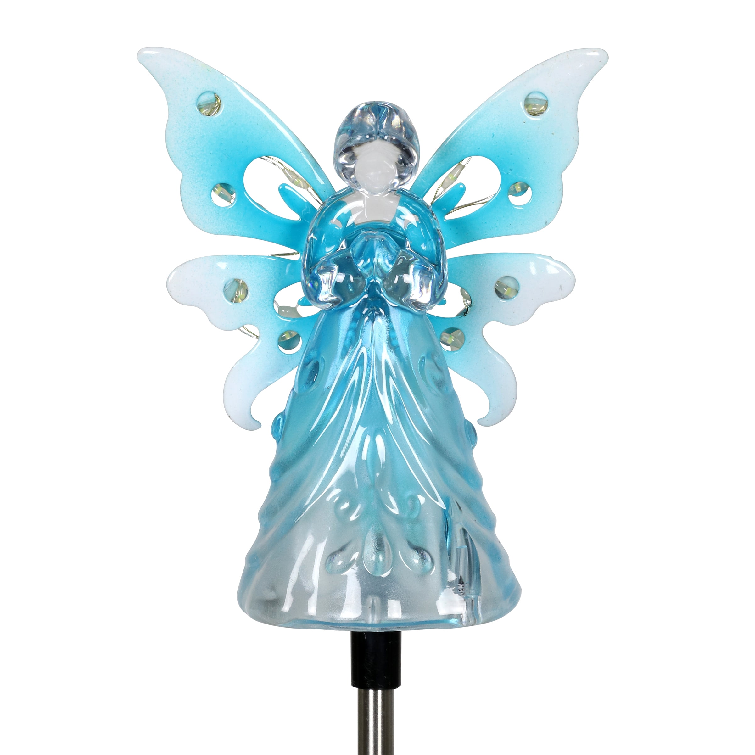 Solar Blue Acrylic Angel Garden Stake with LED Lights