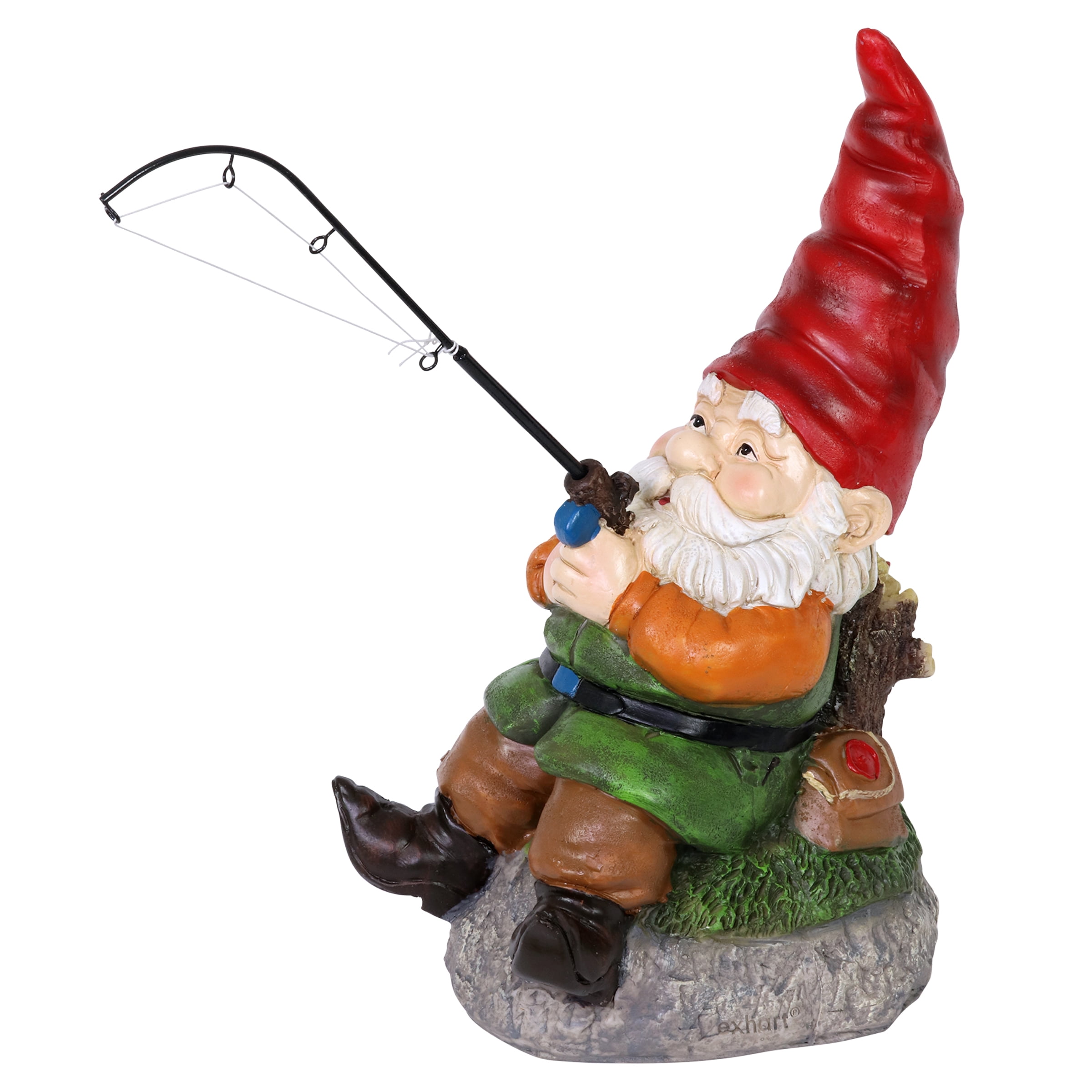 Fishing Frank Garden Gnome Statue with Red Hat