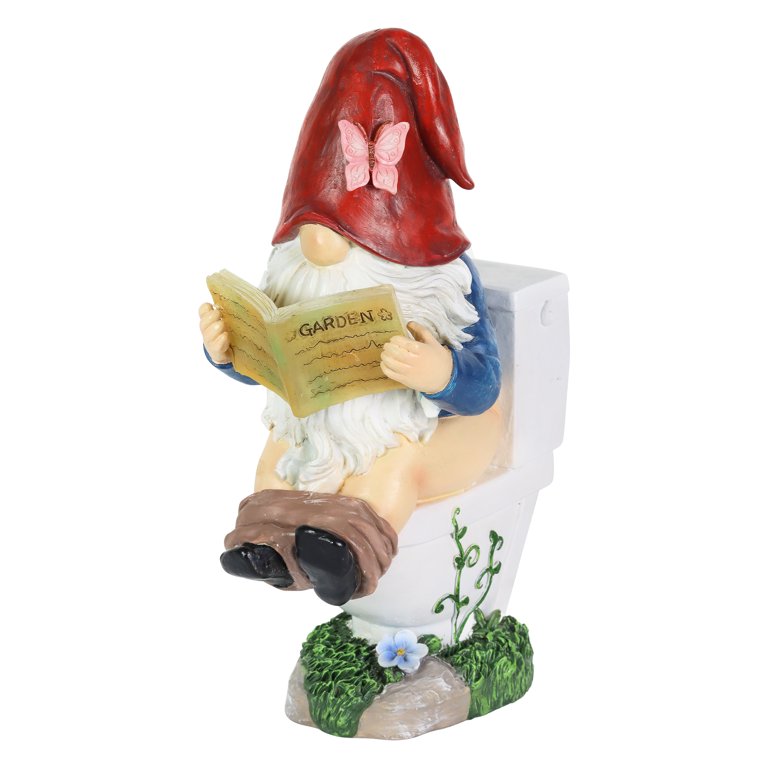 Exhart Good Time Toilet Timmy Garden Gnome Statue with LED Lights