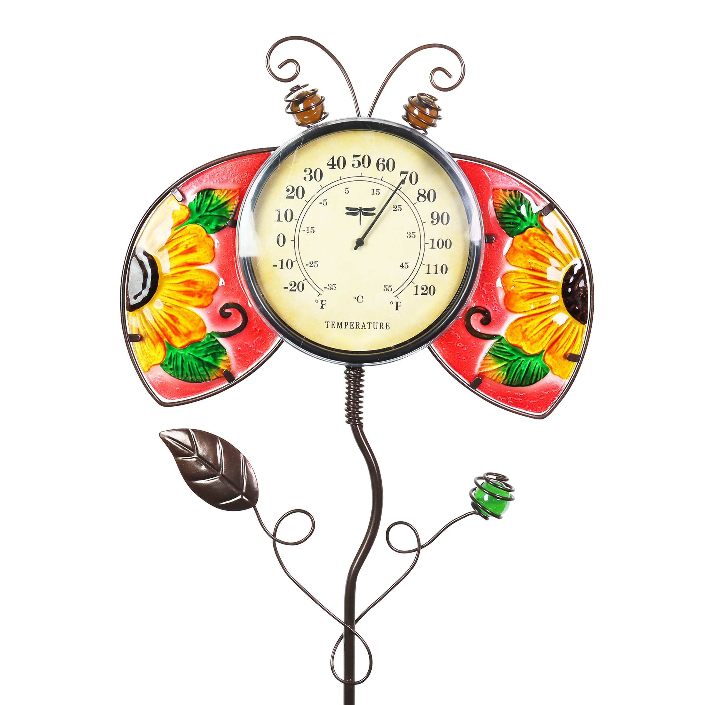 Outdoor Thermometer, Decorative Ladybird Outdoor Thermometers for Patio  with Garden Metal Stakes for Home and Lawn Decor