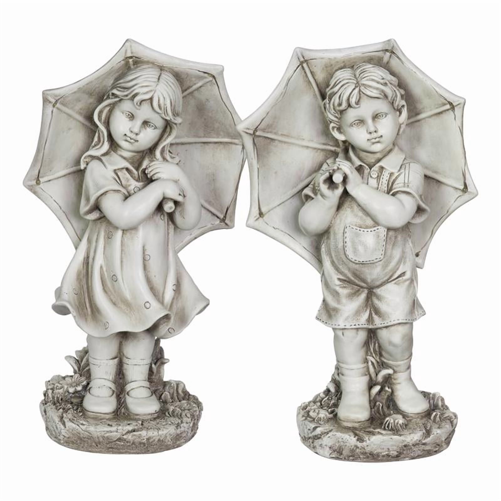 Exhart Boy and Girl with Umbrella Statue - Thumbnail 2