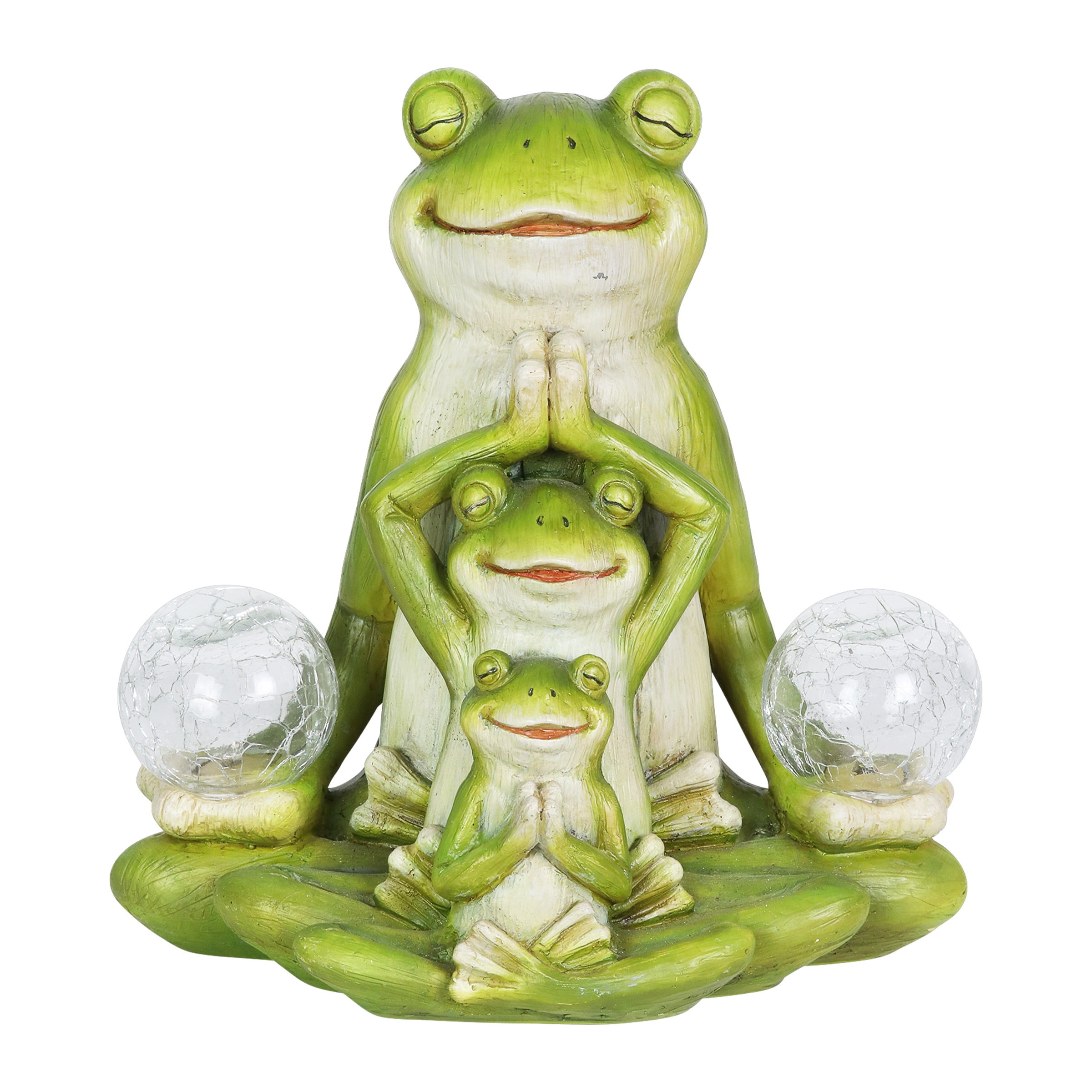 Exhart Solar 3 Meditating Frogs Garden Statue, 10 inch, Resin