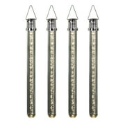 Exhart Solar Acrylic Bubble Stick with Warm White LED Light, Set of Four, 10 inch, Plastic, Clear