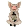 thumbnail image 1 of Exhart Solar Pig Garden Statue Holding a Glass Jar with Eight LED Firefly String Lights, 7 by 10.5 inches, Resin, Multicolor, 1 of 8