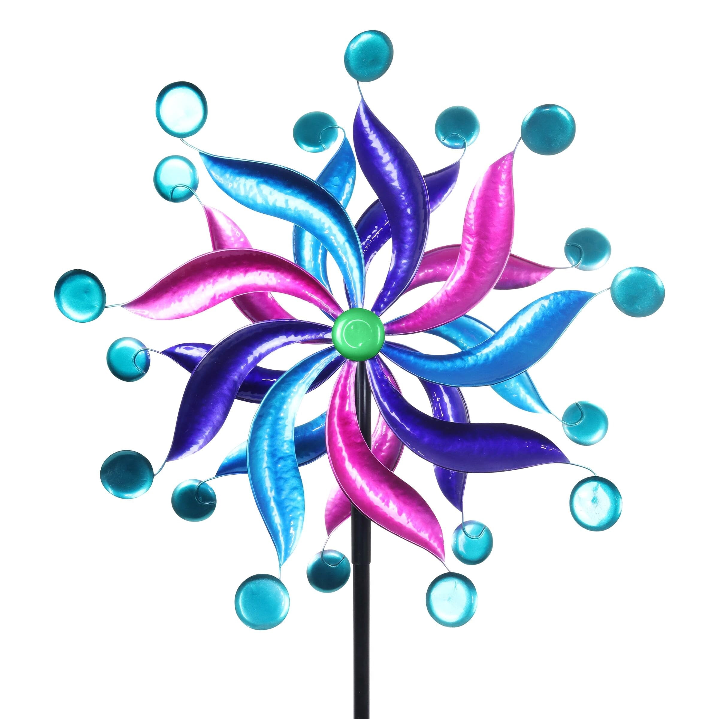Exhart Wind Spinner, Pink and Blue Garden Stake, Double Wind Powered ...