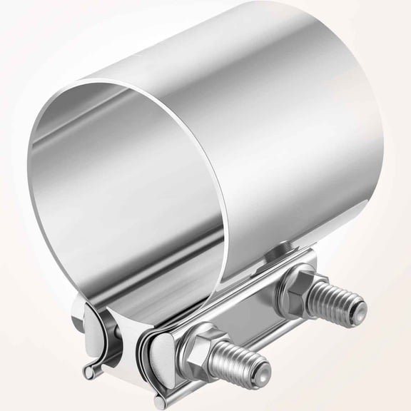 Exhaust Clamp, Butt Joint Band Clamp Sleeve Coupler Stainless Steel for Pipes, Mufflers, Catalytic Converters