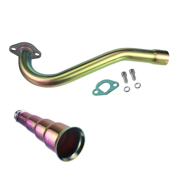 Exhaust Header Pipe with 5-Stage Muffler Tip Compatible for Predator 196cc 212cc, Honda GX160 GX200 Engine, Small Engine Performance Exhaust System Replacement Part