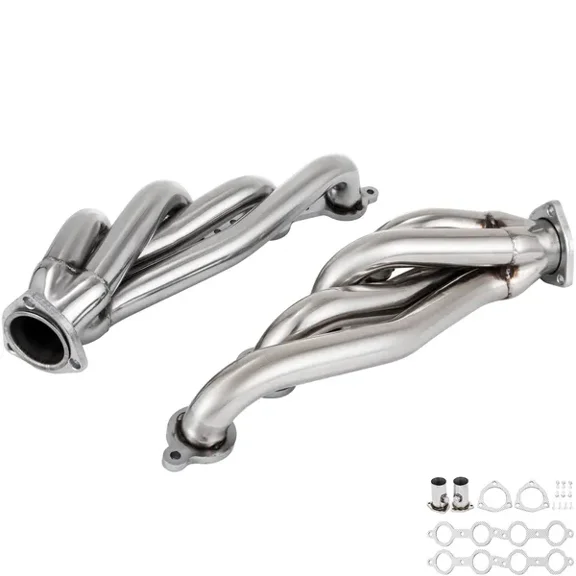 Exhaust Header Set 1 3/4" Exhaust Turbo Headers, Stainless Steel Exhaust Manifold Headers, Shorty Engine Conversion LS Swap Exhaust Headers for Chevy LS1 LS2 LS3 LS6 LS10 SUV/Truck Car