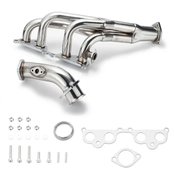 Fuda Exhaust Header for Toyota Tacoma 95-01 2.4L 2.7L L4, Polished, 1 Piece